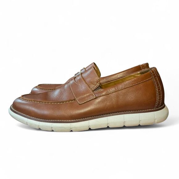 Johnston & Murphy Men’s 10.5M Brown Leather Penny Loafers Comfort Flex